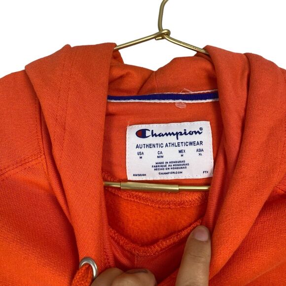 CHAMPION Women's Fleece Hoodie Big C Graphic Logo Orange Size M  470 - Picture 4 of 6